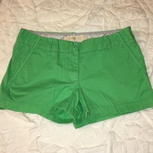 Green J Crew chino shorts